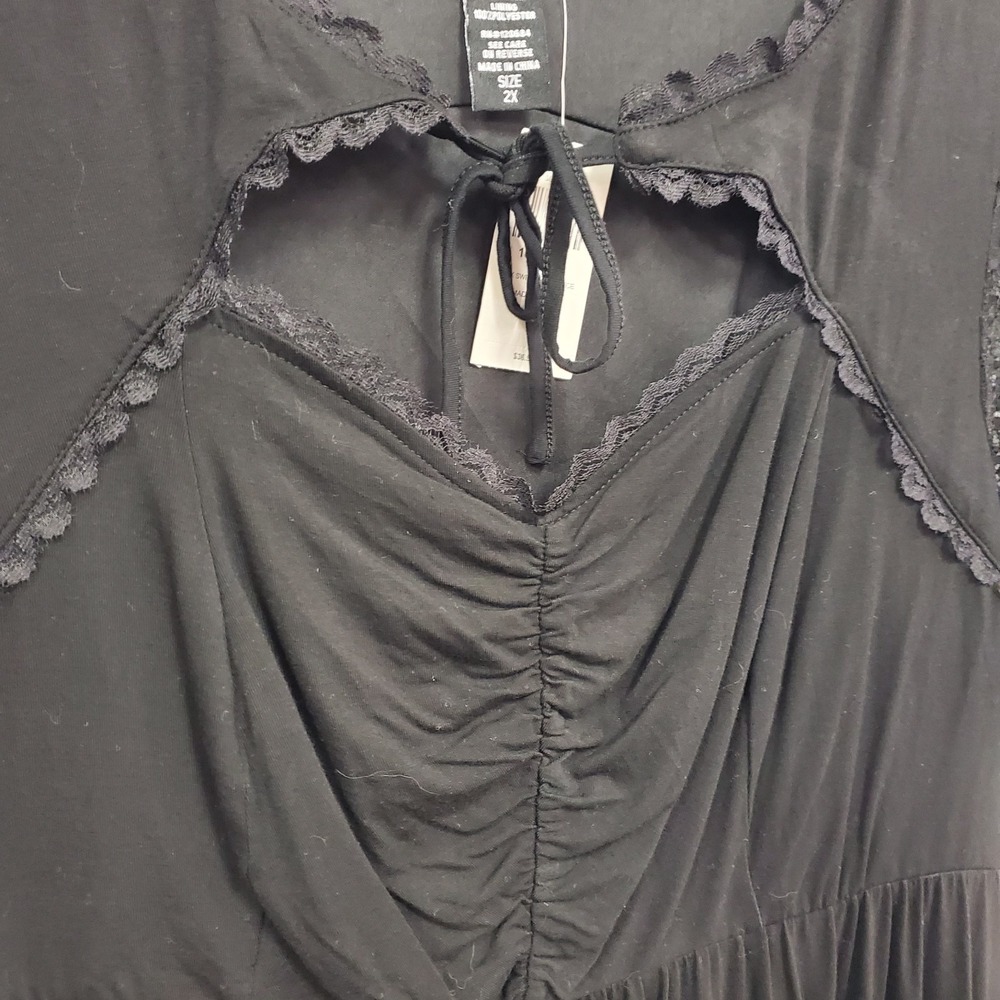 Hot Topic Womens Whimsigoth Babydoll Dress Size 2X Black Dark Fairy Coquette - Picture 2 of 11